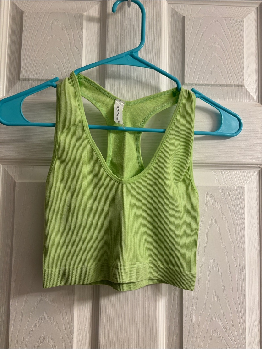 Beach Boutique Lime Green Ribbed Racerback Crop Tank